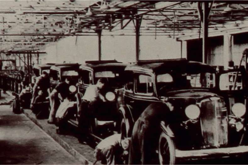 Cars on factory line