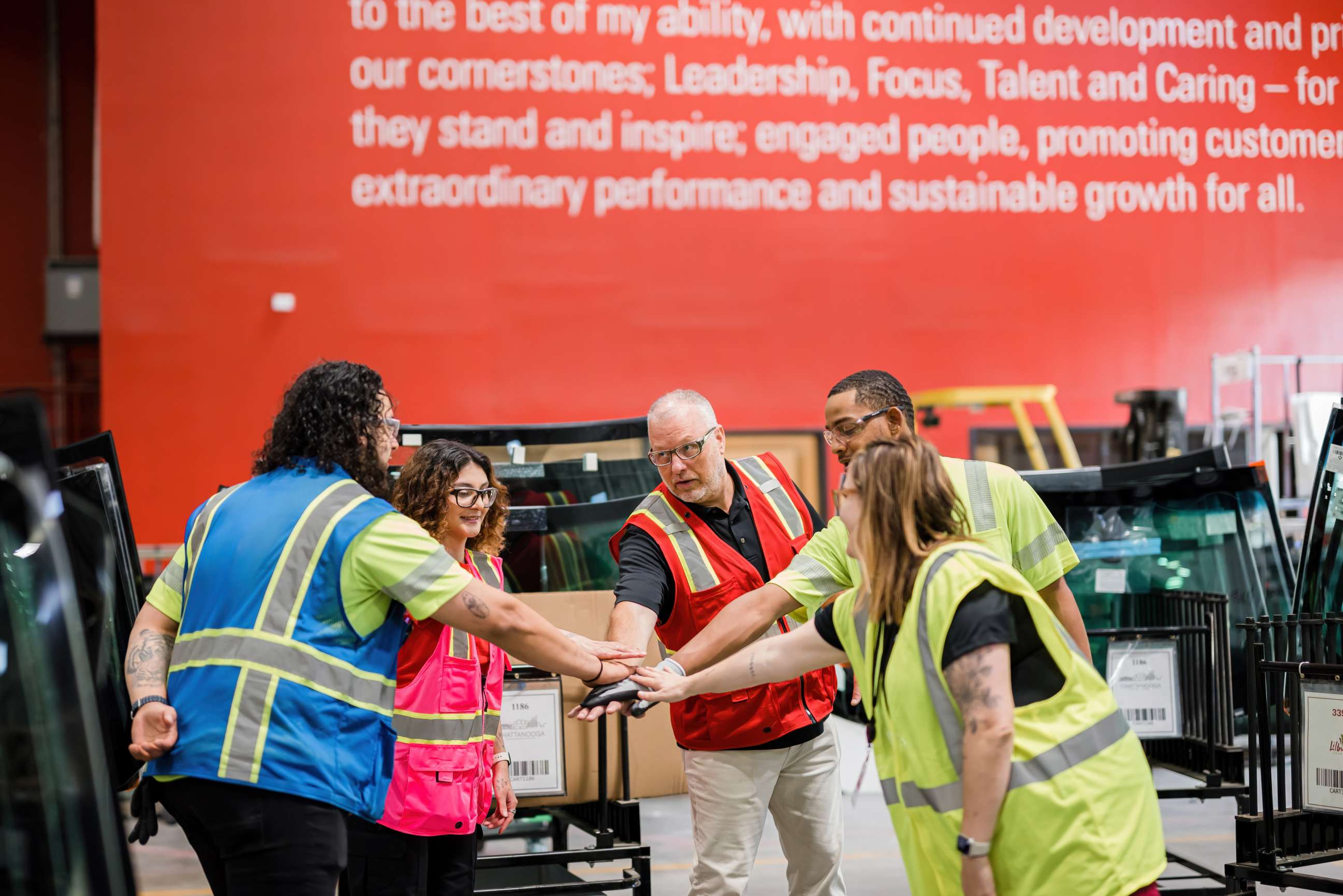Supply chain staff working together 
